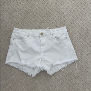 Blank NYC Queenie White Frayed Hem Denim Jean Shorts